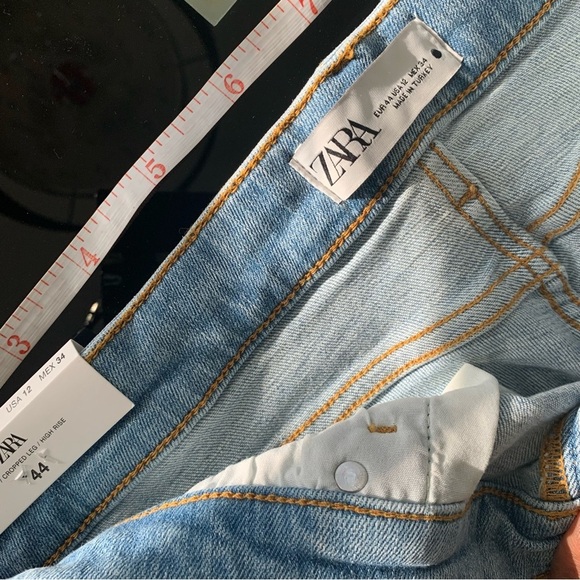 ZARA Flare Cropped Light Blue Jeans BNWT - Picture 7 of 7